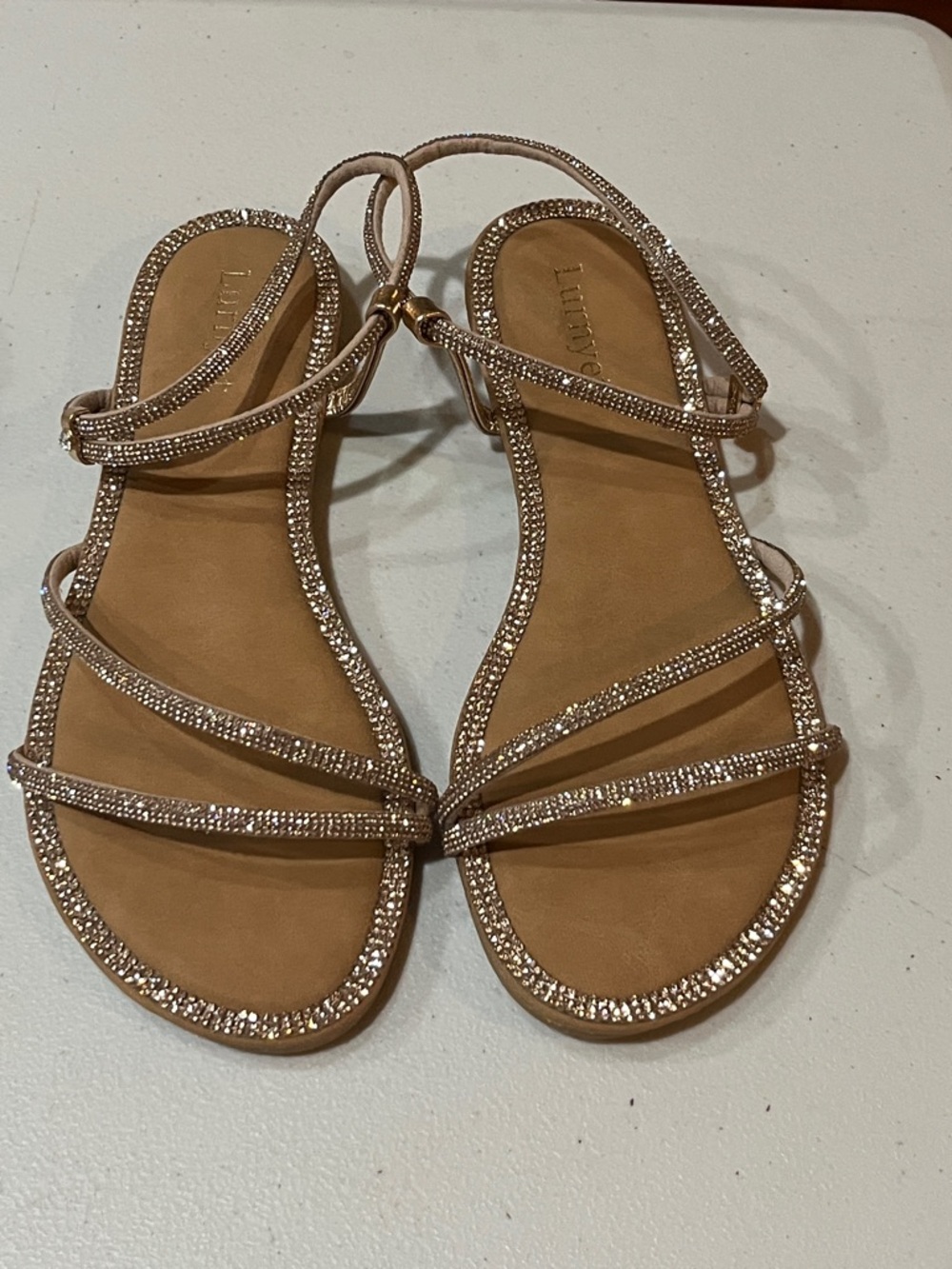 Crystal design Strap Nude Women's Sandals size 8 new